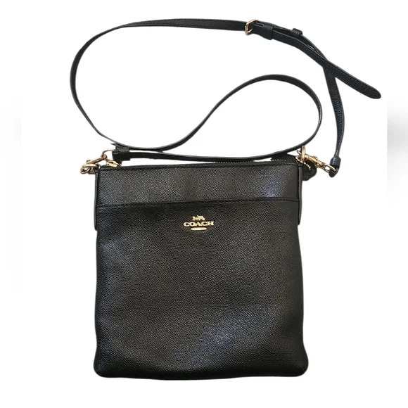 Coach Kitt Black Leather Messenger Crossbody Bag Purse - Picture 1 of 4